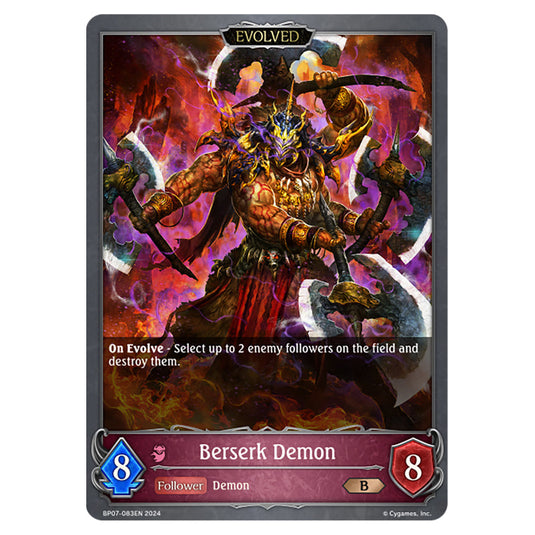 Berserk Demon BP07-083EN card from the Shadowverse: Evolve set Verdant Steel
