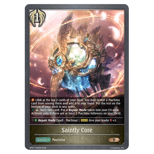 Saintly Core BP07-P30EN card from the Shadowverse: Evolve set Verdant Steel