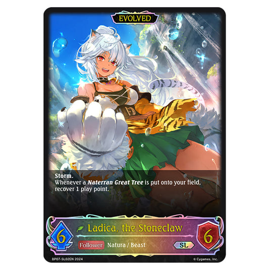 Ladica, the Stoneclaw BP07-SL02EN card from the Shadowverse: Evolve set Verdant Steel