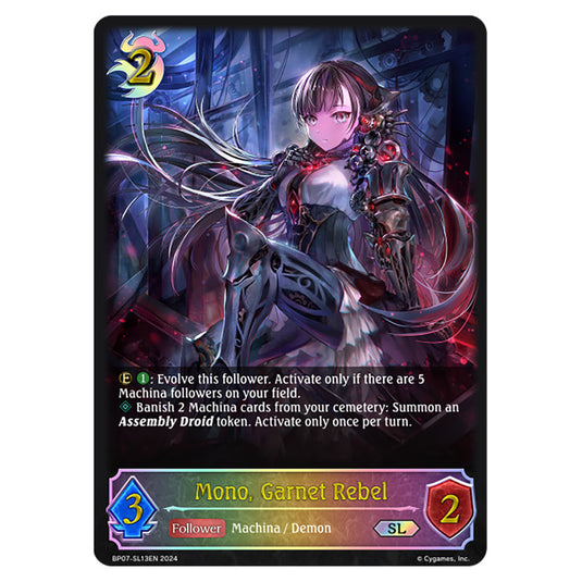 Mono, Garnet Rebel BP07-SL13EN card from the Shadowverse: Evolve set Verdant Steel