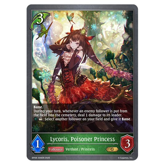 Lycoris, Poisoner Princess BP08-006EN card from the Shadowverse: Evolve set Alterchaotica