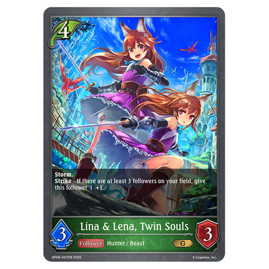 Lina & Lena, Twin Souls BP08-007EN card from the Shadowverse: Evolve set Alterchaotica