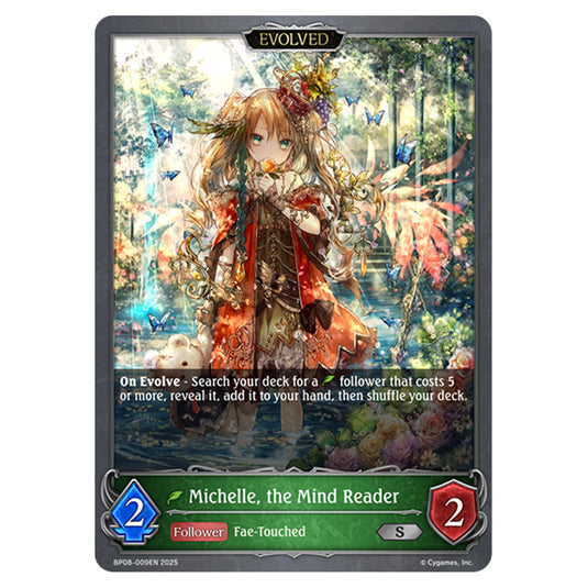 Michelle, the Mind Reader BP08-009EN card from the Shadowverse: Evolve set Alterchaotica