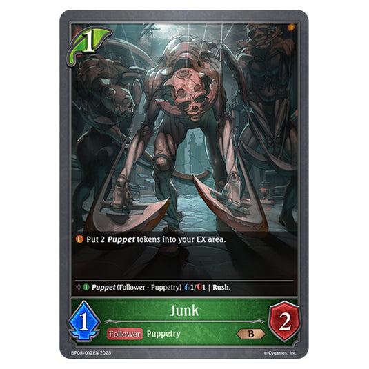 Junk BP08-012EN card from the Shadowverse: Evolve set Alterchaotica