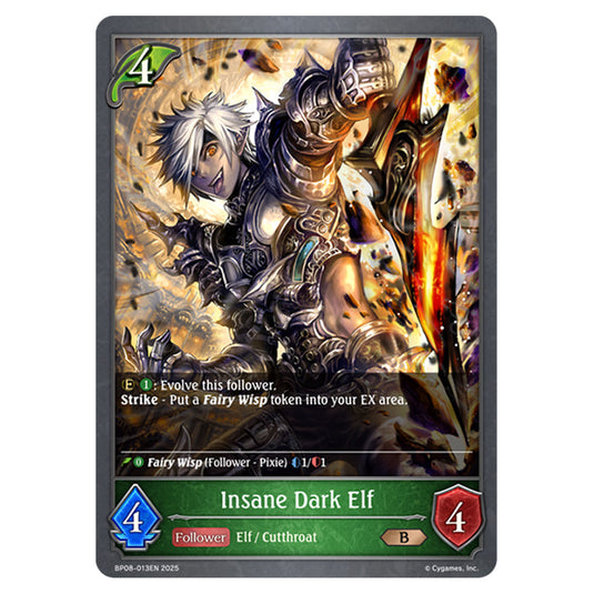 Insane Dark Elf BP08-013EN card from the Shadowverse: Evolve set Alterchaotica