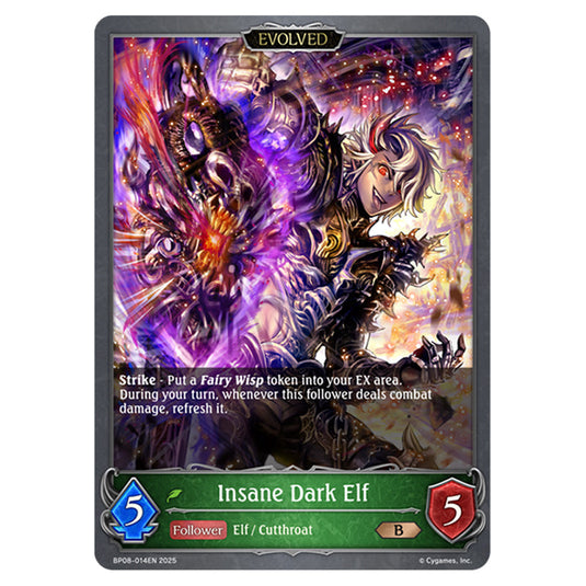 Insane Dark Elf BP08-014EN card from the Shadowverse: Evolve set Alterchaotica