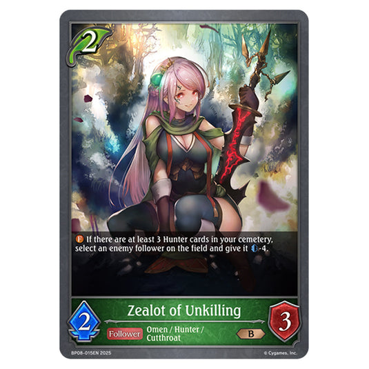 Zealot of Unkilling BP08-015EN card from the Shadowverse: Evolve set Alterchaotica