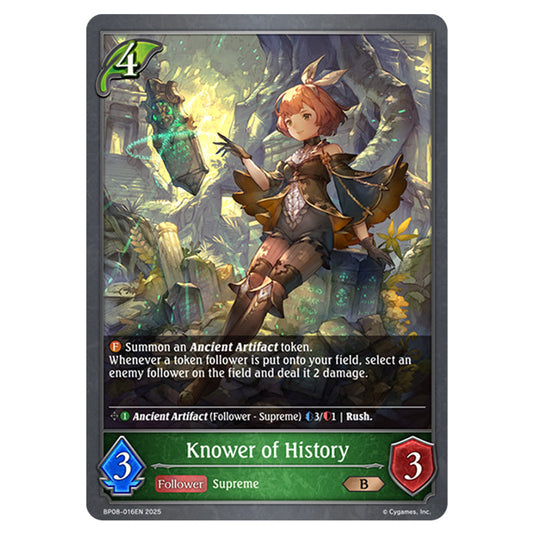 Knower of History BP08-016EN card from the Shadowverse: Evolve set Alterchaotica