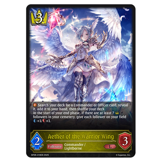 Aether of the Warrior Wing BP08-018EN card from the Shadowverse: Evolve set Alterchaotica
