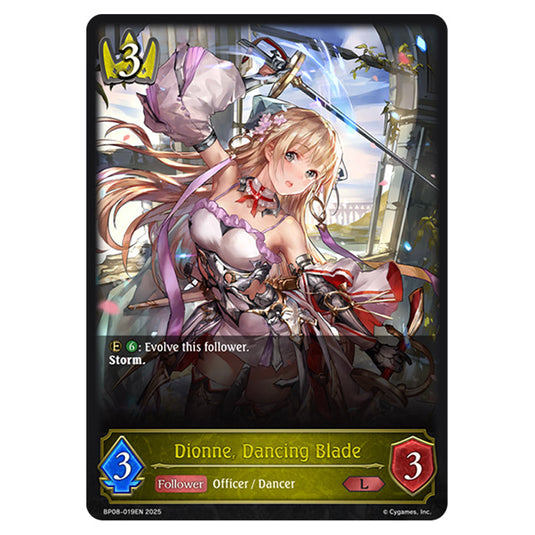 Dionne, Dancing Blade BP08-019EN card from the Shadowverse: Evolve set Alterchaotica