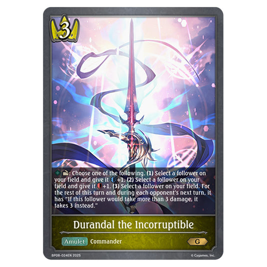 Durandal the Incorruptible BP08-024EN card from the Shadowverse: Evolve set Alterchaotica