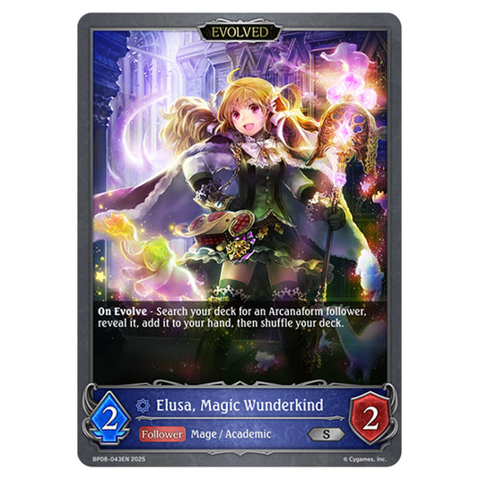 Elusa, Magic Wunderkind BP08-043EN card from the Shadowverse: Evolve set Alterchaotica