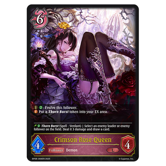 Crimson Rose Queen BP08-069EN card from the Shadowverse: Evolve set Alterchaotica