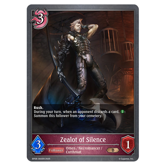 Zealot of Silence BP08-083EN card from the Shadowverse: Evolve set Alterchaotica