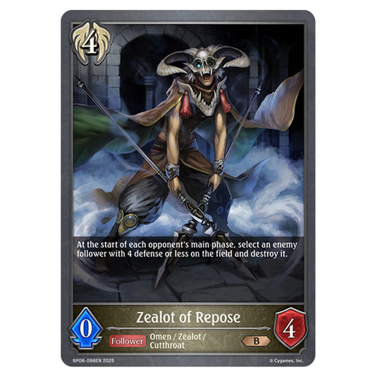 Zealot of Repose BP08-098EN card from the Shadowverse: Evolve set Alterchaotica