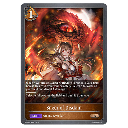 Sneer of Disdain BP08-P16EN card from the Shadowverse: Evolve set Alterchaotica