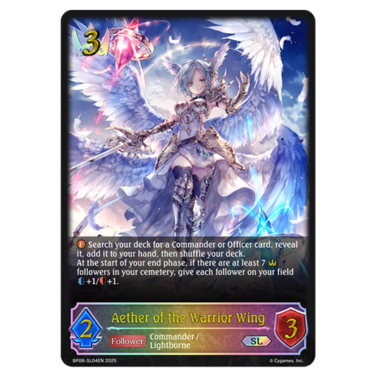 Aether of the Warrior Wing BP08-SL04EN card from the Shadowverse: Evolve set Alterchaotica