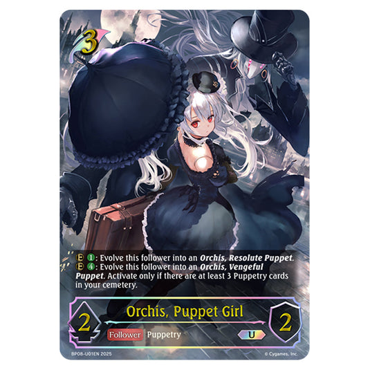 Orchis, Puppet Girl BP08-U01EN card from the Shadowverse: Evolve set Alterchaotica