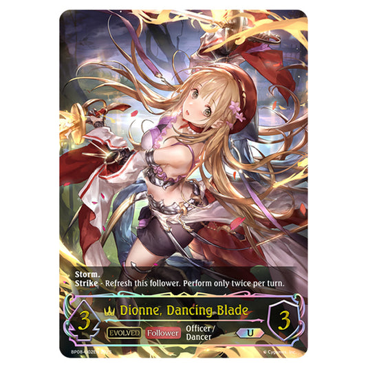 Dionne, Dancing Blade BP08-U02EN card from the Shadowverse: Evolve set Alterchaotica