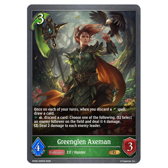 Greenglen Axeman BP09-006EN card from the Shadowverse: Evolve set Duet of Dawn and Dusk