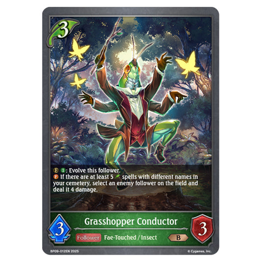 Grasshopper Conductor BP09-012EN card from the Shadowverse: Evolve set Duet of Dawn and Dusk