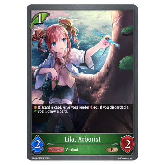 Lila, Arborist BP09-015EN card from the Shadowverse: Evolve set Duet of Dawn and Dusk