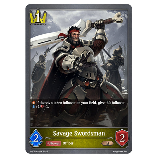 Savage Swordsman BP09-032EN card from the Shadowverse: Evolve set Duet of Dawn and Dusk
