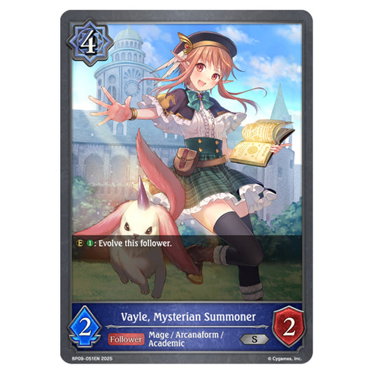 Vayle, Mysterian Summoner BP09-051EN card from the Shadowverse: Evolve set Duet of Dawn and Dusk