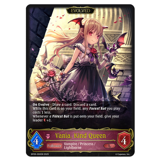 Vania, Kind Queen BP09-090EN card from the Shadowverse: Evolve set Duet of Dawn and Dusk