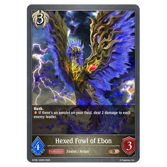 Hexed Fowl of Ebon BP09-120EN card from the Shadowverse: Evolve set Duet of Dawn and Dusk