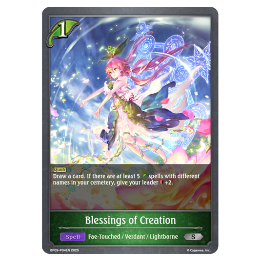 Blessings of Creation BP09-P04EN card from the Shadowverse: Evolve set Duet of Dawn and Dusk