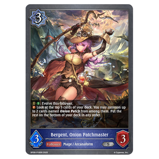 Bergent, Onion Patchmaster BP09-P16EN card from the Shadowverse: Evolve set Duet of Dawn and Dusk
