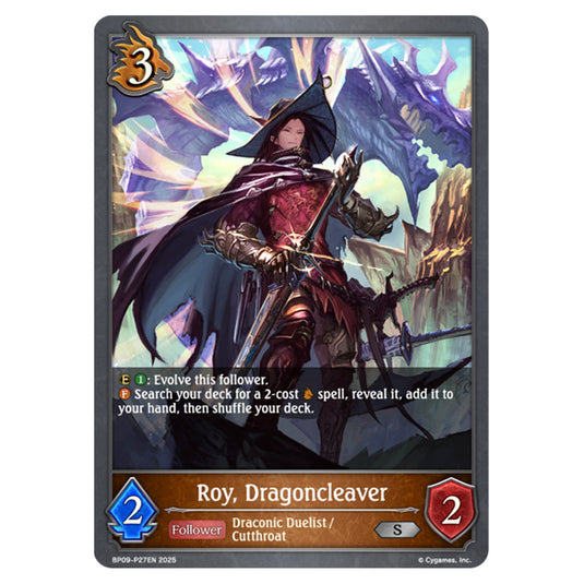 Roy, Dragoncleaver BP09-P27EN card from the Shadowverse: Evolve set Duet of Dawn and Dusk