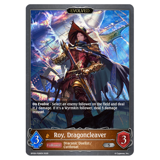 Roy, Dragoncleaver BP09-P28EN card from the Shadowverse: Evolve set Duet of Dawn and Dusk