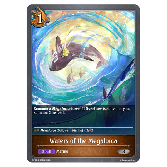 Waters of the Megalorca BP09-P33EN card from the Shadowverse: Evolve set Duet of Dawn and Dusk