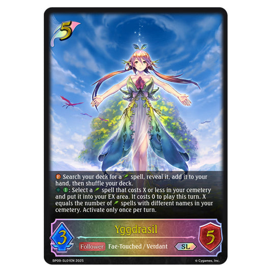 Yggdrasil BP09-SL01EN card from the Shadowverse: Evolve set Duet of Dawn and Dusk