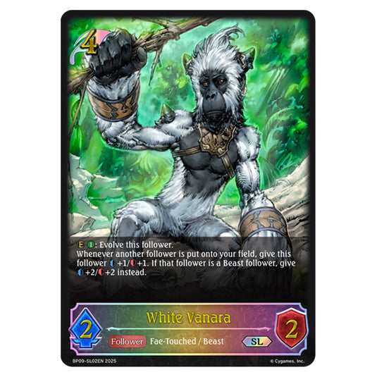 White Vanara BP09-SL02EN card from the Shadowverse: Evolve set Duet of Dawn and Dusk
