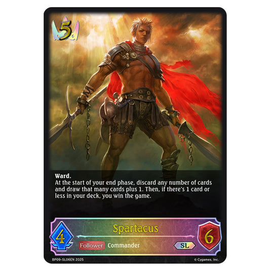 Spartacus BP09-SL06EN card from the Shadowverse: Evolve set Duet of Dawn and Dusk