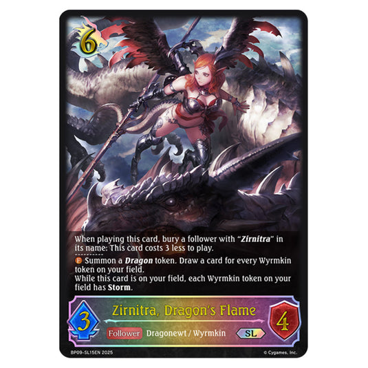 Zirnitra, Dragon's Flame BP09-SL15EN card from the Shadowverse: Evolve set Duet of Dawn and Dusk
