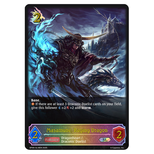 Masamune, Raging Dragon BP09-SL18EN card from the Shadowverse: Evolve set Duet of Dawn and Dusk