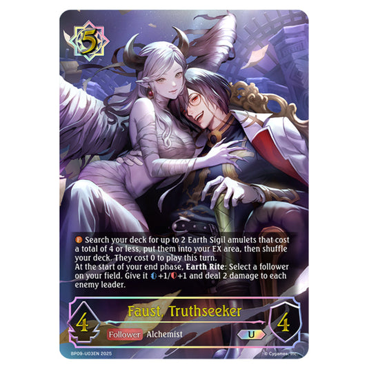 Faust, Truthseeker BP09-U03EN card from the Shadowverse: Evolve set Duet of Dawn and Dusk