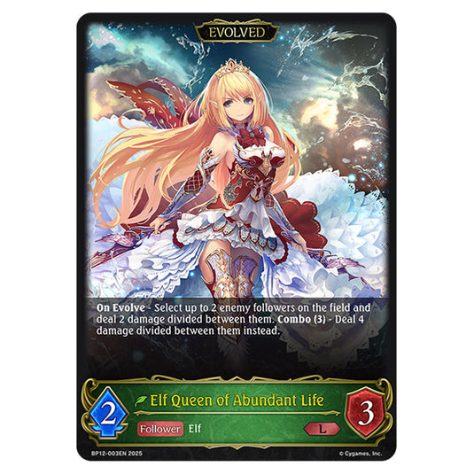 Elf Queen of Abundant Life BP12-003EN card from the Shadowverse: Evolve set Worldreaver's Descent & Dominion of Darkness