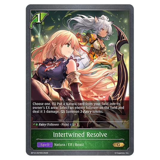 Intertwined Resolve BP12-007EN card from the Shadowverse: Evolve set Worldreaver's Descent & Dominion of Darkness