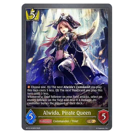 Alwida, Pirate Queen BP12-023EN card from the Shadowverse: Evolve set Worldreaver's Descent & Dominion of Darkness