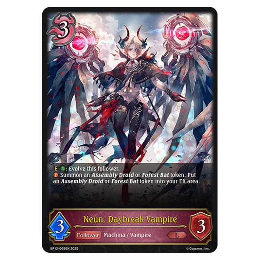 Neun, Daybreak Vampire BP12-069EN card from the Shadowverse: Evolve set Worldreaver's Descent & Dominion of Darkness