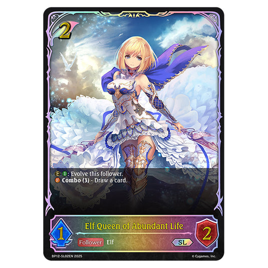 Elf Queen of Abundant Life BP12-SL02EN card from the Shadowverse: Evolve set Worldreaver's Descent & Dominion of Darkness