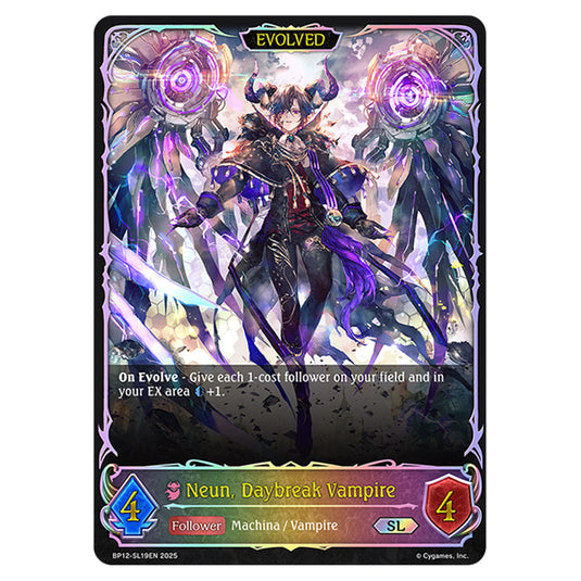 Neun, Daybreak Vampire BP12-SL19EN card from the Shadowverse: Evolve set Worldreaver's Descent & Dominion of Darkness