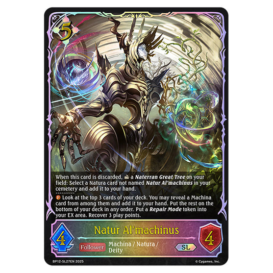 Natur Al'machinus BP12-SL27EN card from the Shadowverse: Evolve set Worldreaver's Descent & Dominion of Darkness