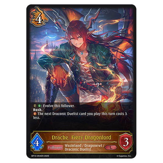 Drache, Fiery Dragonlord BP13-054EN card from the Shadowverse: Evolve set Worldreaver's Descent & Dominion of Darkness
