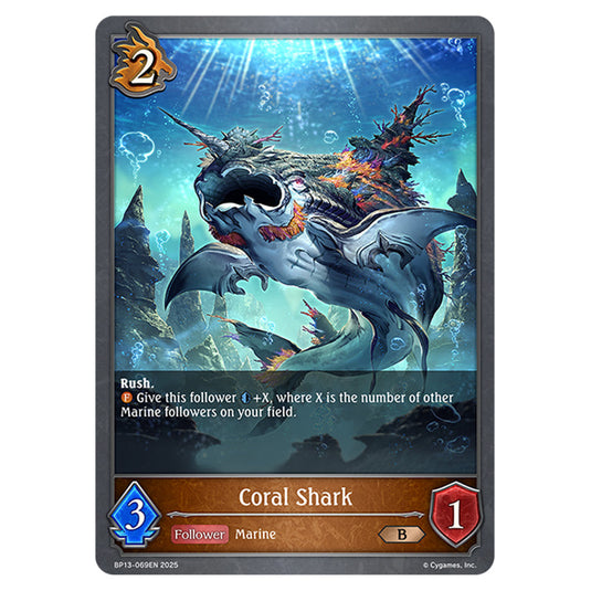 Coral Shark BP13-069EN card from the Shadowverse: Evolve set Worldreaver's Descent & Dominion of Darkness
